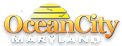 the ocean city maryland logo on a black background