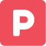 the letter p is shown in black and red